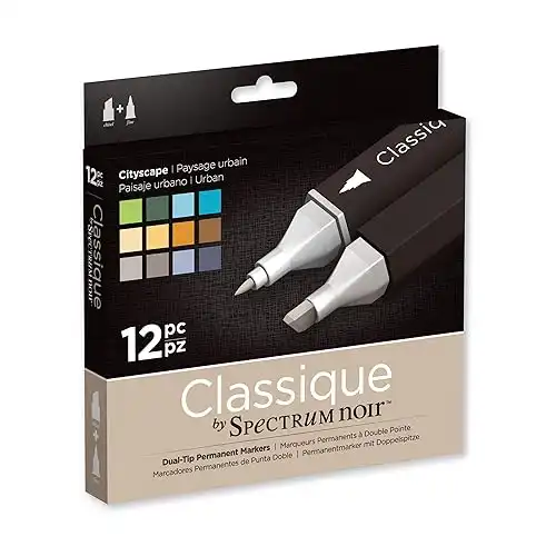 Spectrum Noir Classique Design Alcohol Marker Dual Nib Pens Set-Cityscape-Pack of 12