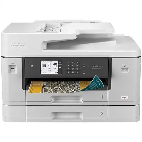 Brother MFC-J6940DW White Color Inkjet All-in-One Printer with 500-sheet Total Paper Capacity and The Ability to Print, scan, Copy or fax up to 11 x17 (Ledger) Size Paper.