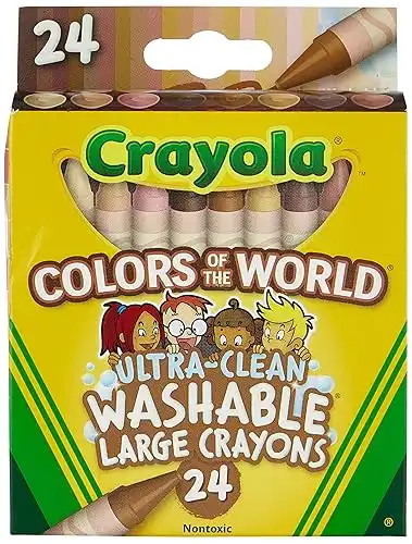 Crayola 24 Ct Large Ultra-Clean Washable Crayons, Colors of the World