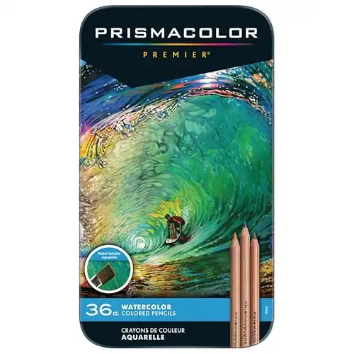 Prismacolor Premier Colored Pencils, Water-Soluble Color Pencil Set, Assorted Colors, Adult Coloring, 36 Count