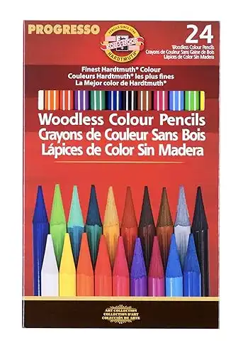 Koh-I-Noor Progresso Woodless Colored 24-Pencil Set, Assorted Colored Pencils (FA8758.24)