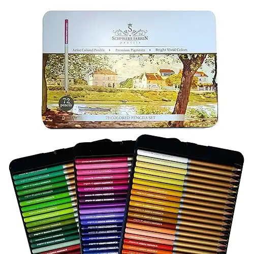 SCHPIRERR FARBEN Colored Pencils for Adults and Children, Color Pencil Set, Oil-Based, 72 Colors